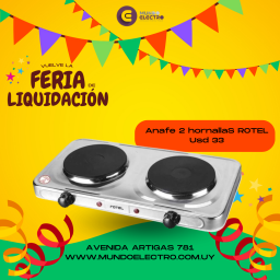 ANAFE ELECTRICO COCINILLA ROTEL ACERO INOX 2 DISCOS 