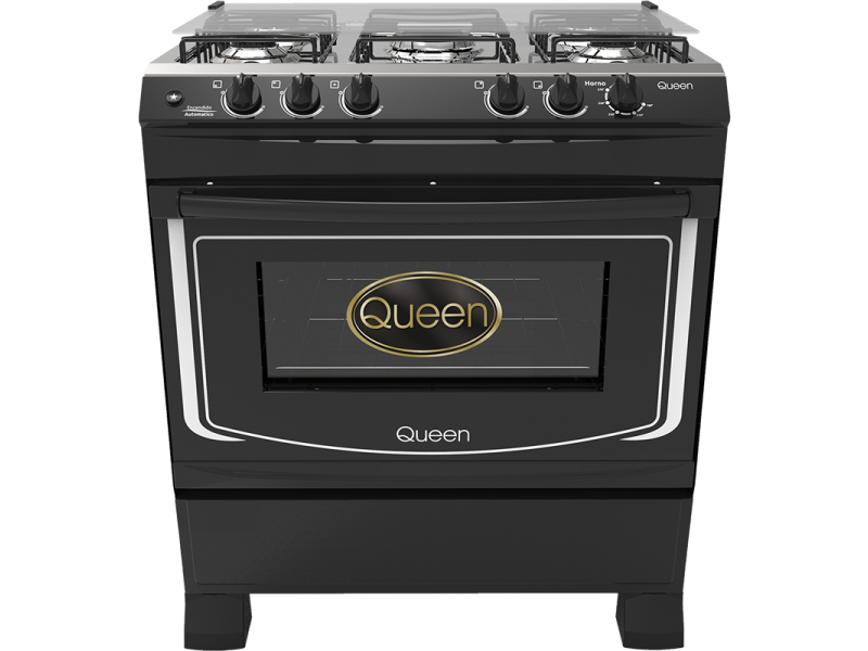 Cocina supergas 5 hornallas Queen negra c/ encendido